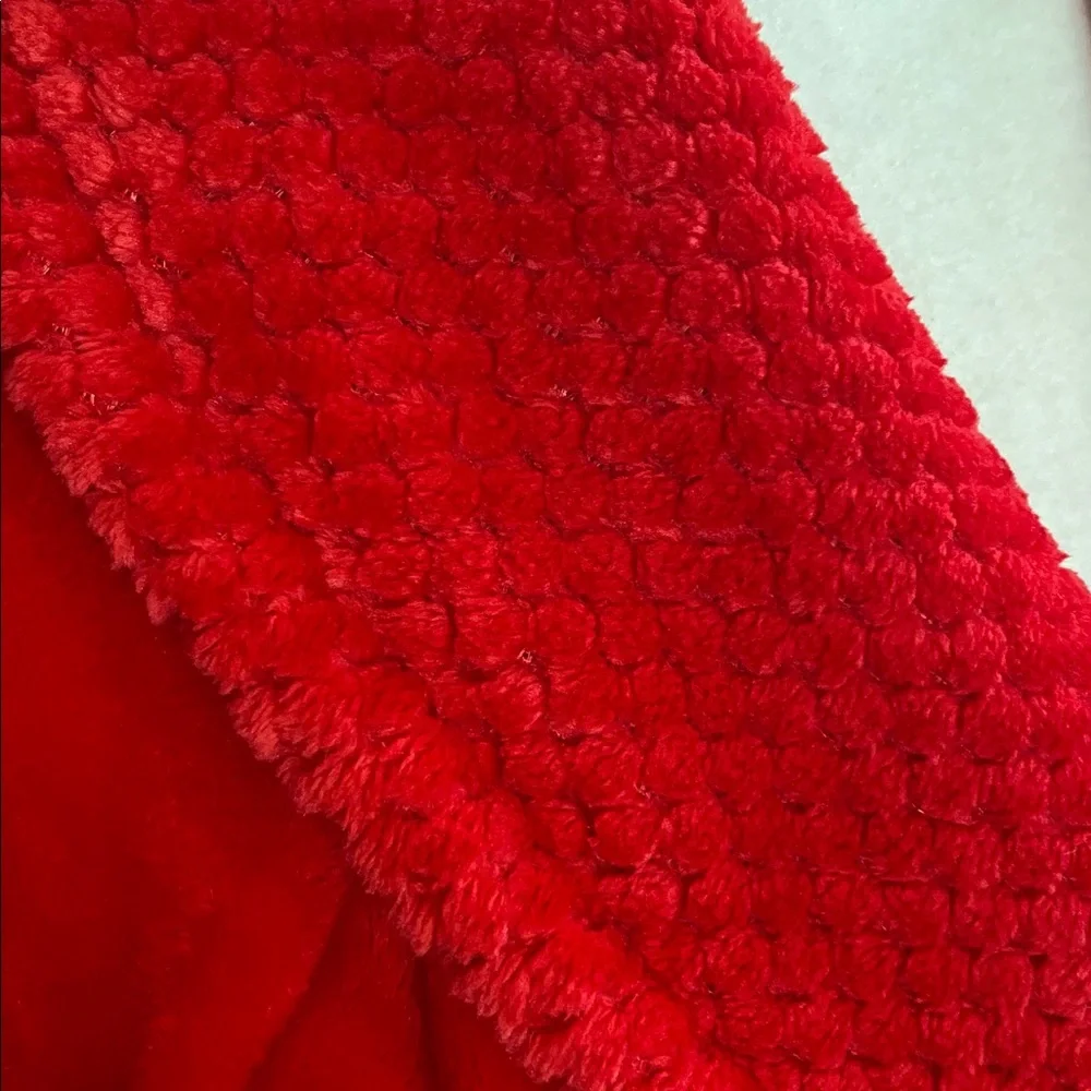Red Luxurious Plush Faux Fur Belted Bathrobe Lounge Soft Sexy Spa Day Pamper